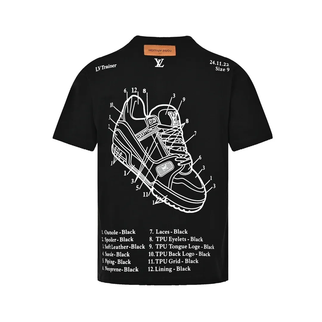 Louis Vuitton/Louis Vuitton 23ss back Shoes printed short sleeves